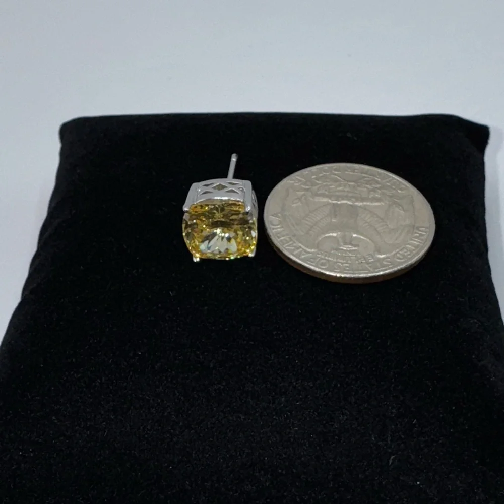7.5ct Cushion Canary Studs - Picture 7 of 13